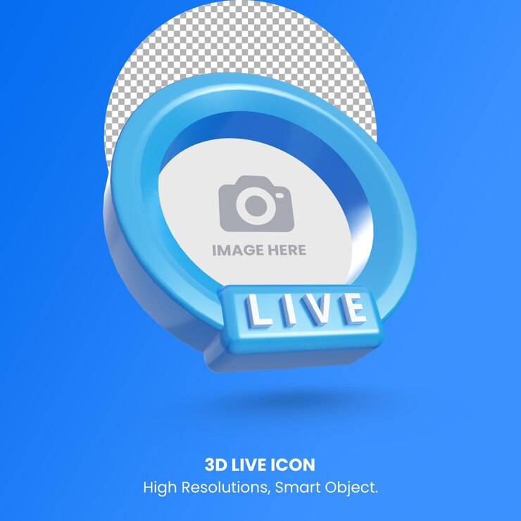 Transmisión en vivo de Facebook de redes sociales modernas en 3D