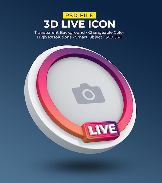 Transmissão ao vivo de avatar de ícone de mídia social 3D