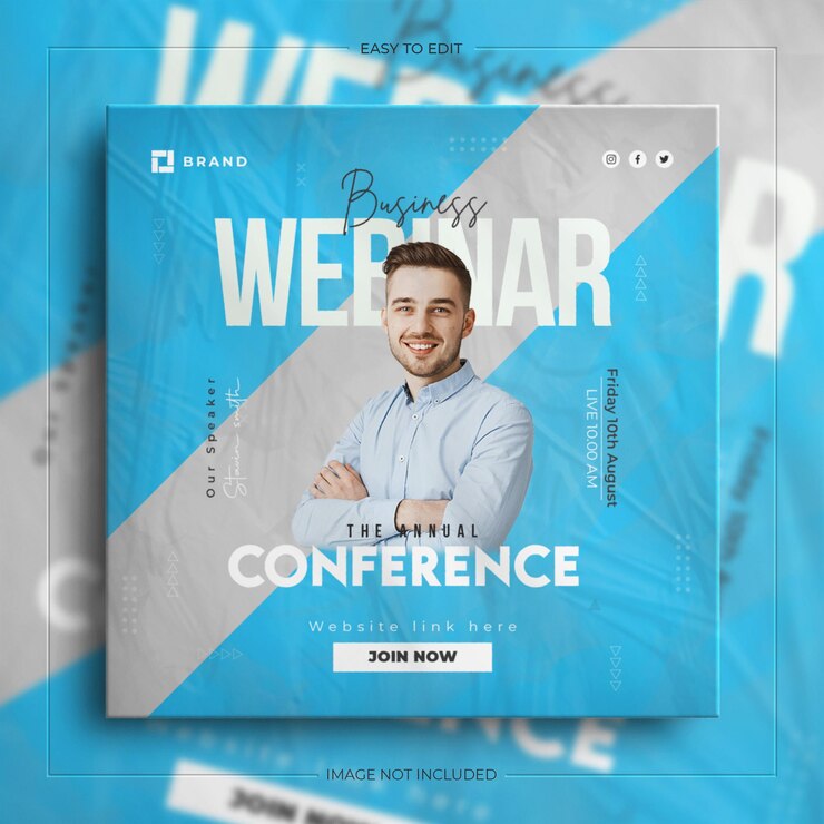 Transmissão ao vivo de negócios Conferência webinar promoção mídia social instagram banner post