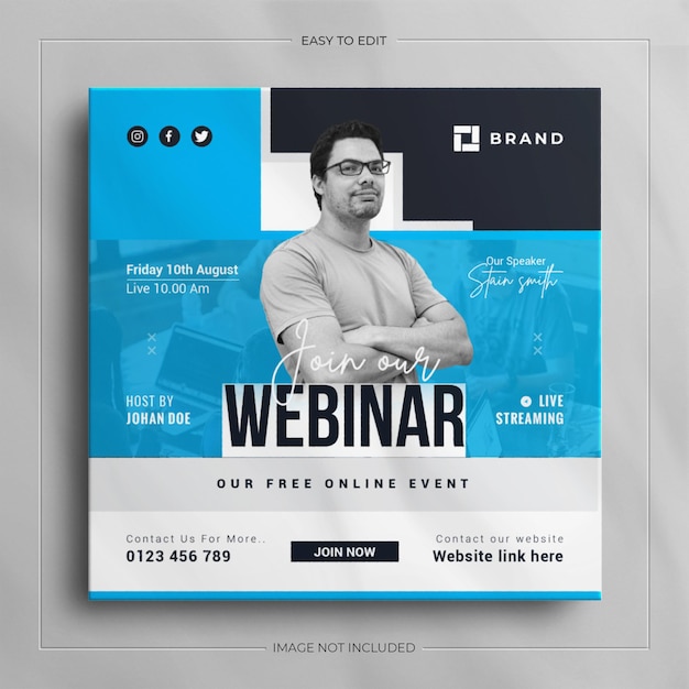 Transmissão ao vivo de negócios conferência webinar promoção mídia social instagram banner post