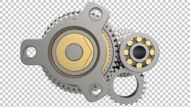 Transmission à 6 vitesses sur fond transparent illustration de rendu 3d