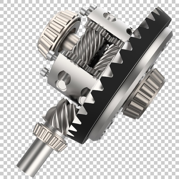 transmission cog wheels on transparent background 3d rendering illustration