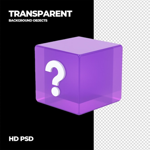 Transparent 3D Cube with Question Mark