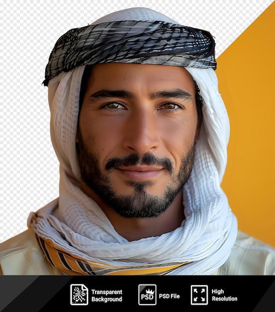 PSD transparent background arabian man in orient traditional clothing in the steert png