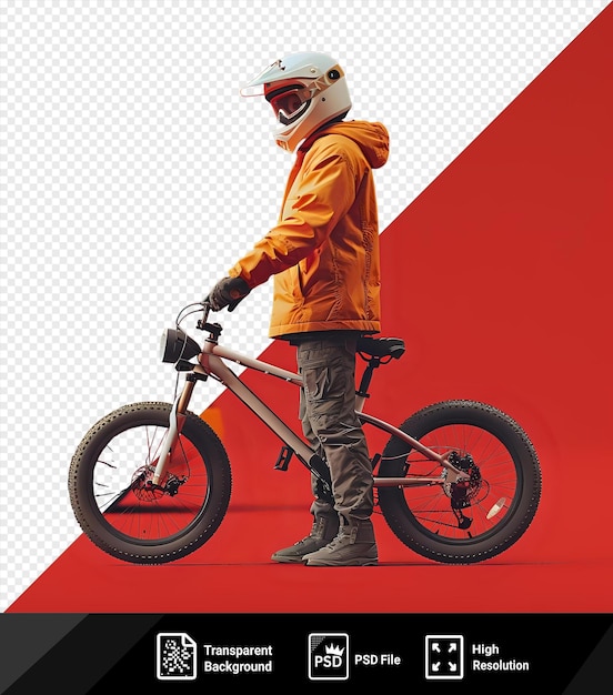 PSD transparent background bicycle and helmet on road and driver near car png