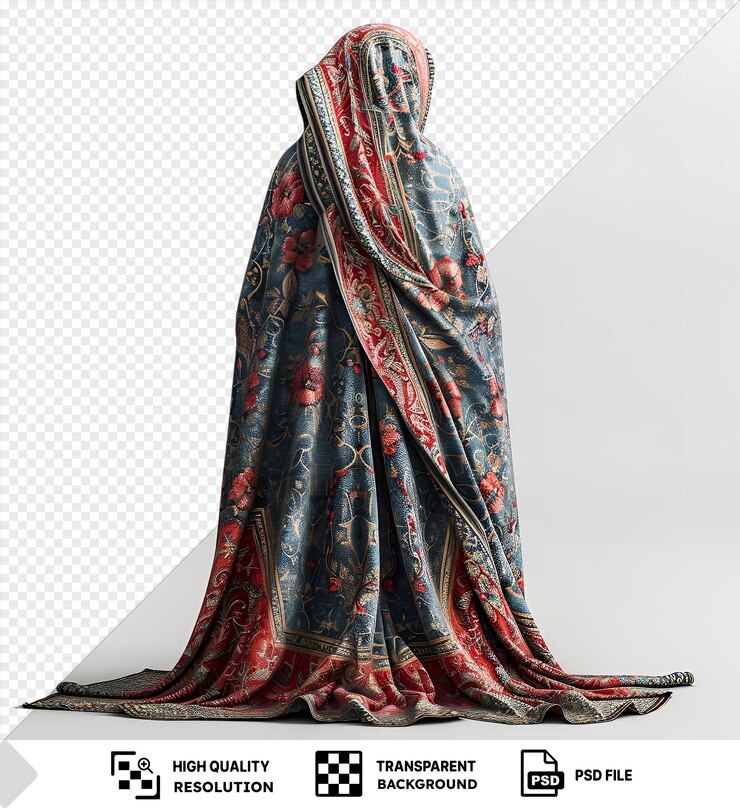 PSD transparent background with isolated ramadan traditional jilbab or person dress on a isolated background