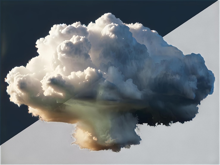 PSD transparent cumulus cloud illuminated by sunlight symbolizing tranquility and power in nature