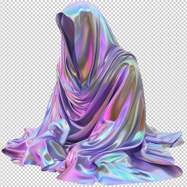 PSD transparent human body inside holographic foil png