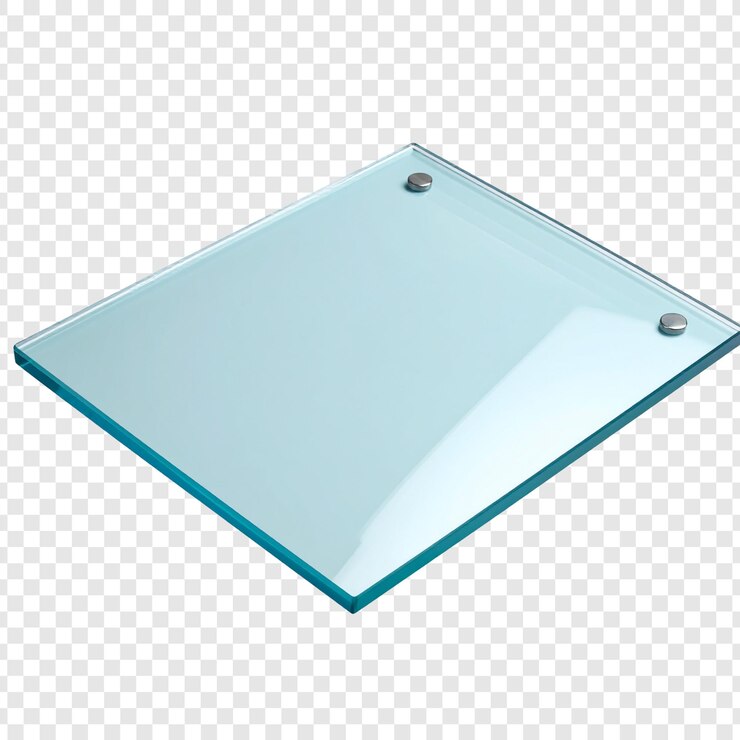 PSD transparent light blue rectangular glass panel