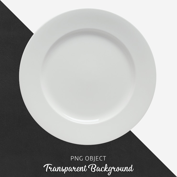 PSD transparent white ceramic or porcelain round plate