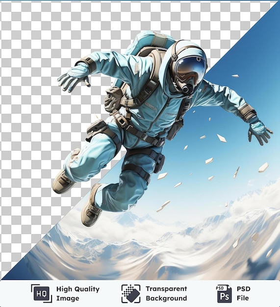 PSD transparente background psd 3d wingsuit voador deslizando pelo ar