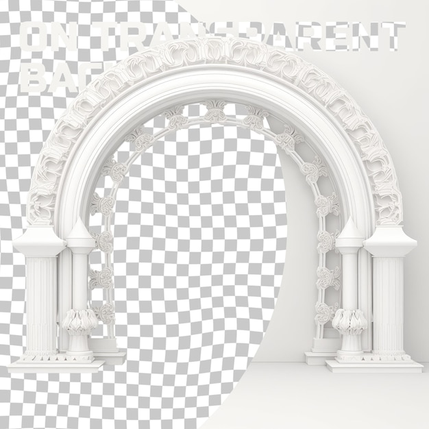 transparente Elemento de arco redondo en blanco o puerta de entrada renderizado en 3D
