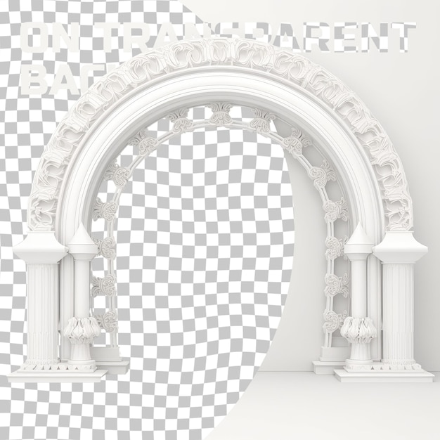 PSD transparente elemento de arco redondo en blanco o puerta de entrada renderizado en 3d