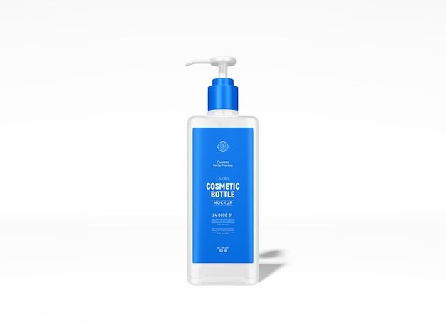 Transparente glänzende kunststoff-kosmetik-körperlotion-pumpflasche branding mockup