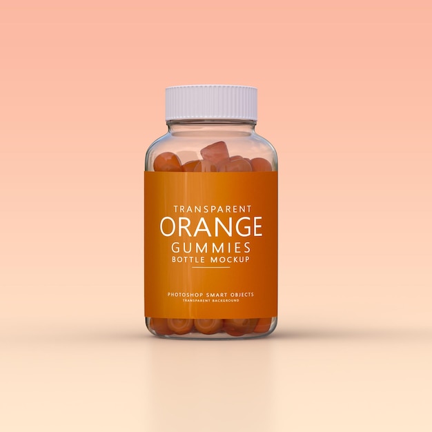 PSD transparente orange gummies ergänzen flasche kurzes etikett psd-modell