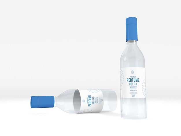 Transparente parfümflasche verpackung mockup