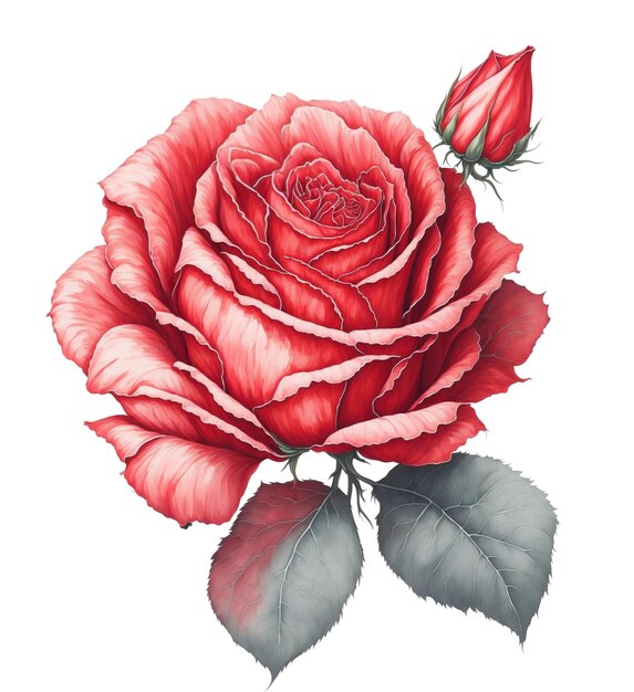 PSD transparente rote rose im aquarell-stil ai