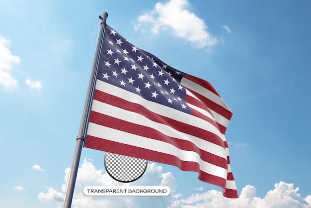 Transparente und realistische 3D-amerikanische Flagge