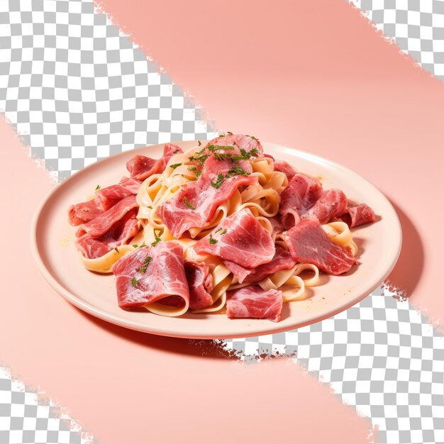 PSD transparenter hintergrund mit aus fleisch hergestellten tagliatelle