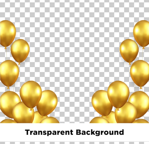 Transparenter Hintergrund mit goldenen Ballons