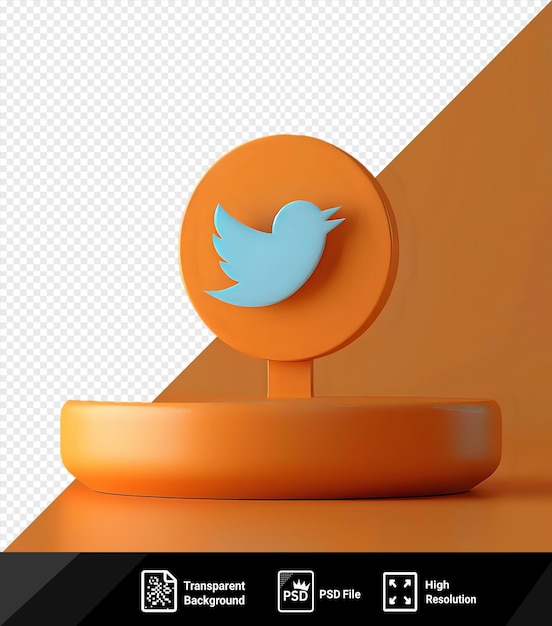 Transparenter hintergrund mit isolierter twitter-logo-mockup auf einem podium