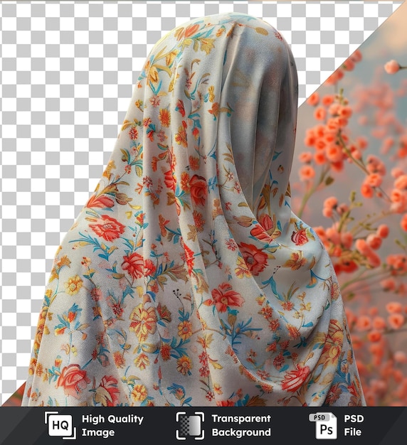 PSD transparenter hintergrund psd ramadan traditioneller hijab mit blumen im vordergrund