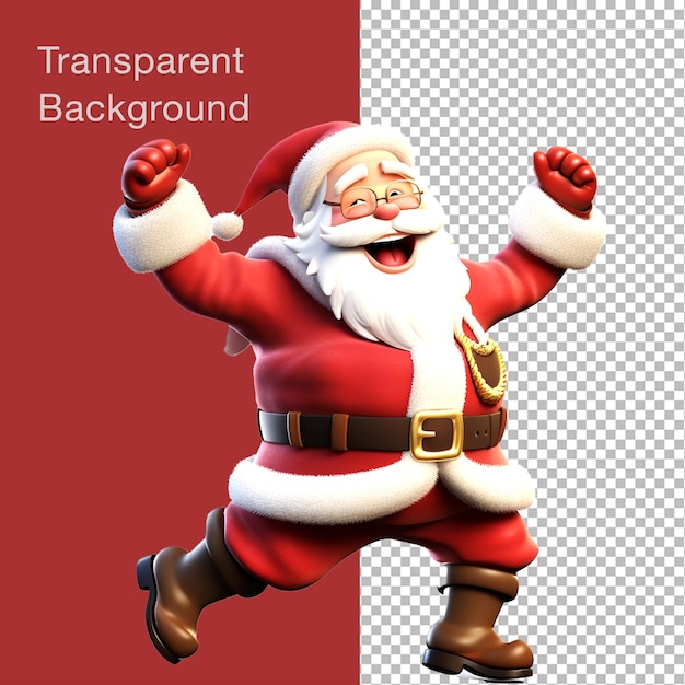 Transparenter Weihnachtsmann tanzt auf weißem Hintergrund