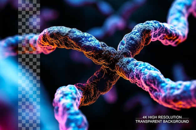 PSD transparentes 3d-x-chromosom schlüssel für die genetische forschung in der medizin auf transparentem hintergrund