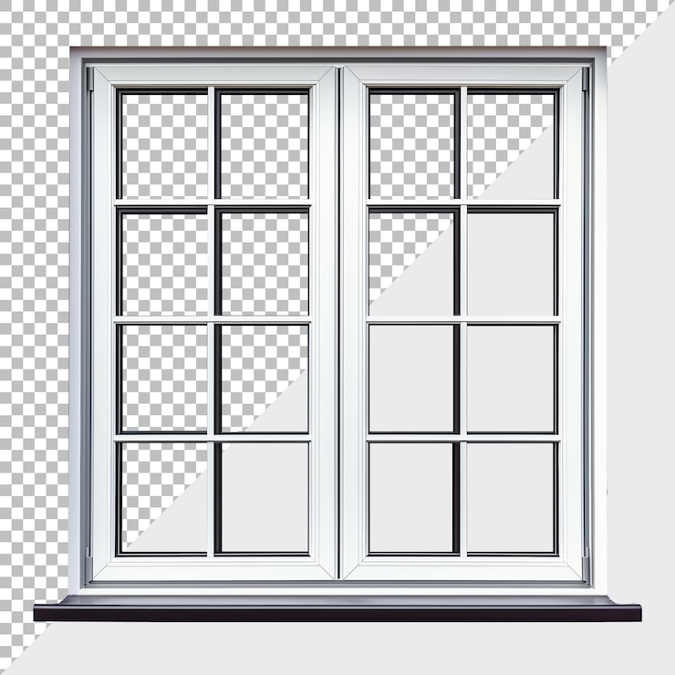 PSD transparentes bild in hoher qualität von fenstern im doppelhängstil mit holzrahmen