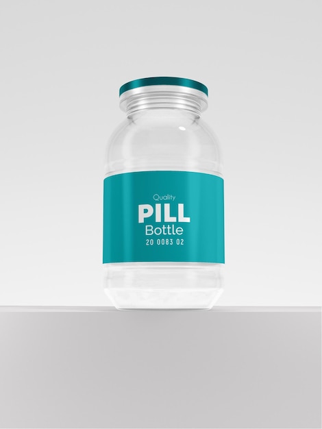 Transparentes Glas Pill Container Jar Verpackung Mockup