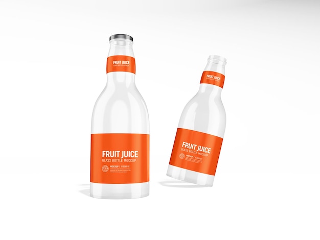 Transparentes glas saftflasche branding mockup