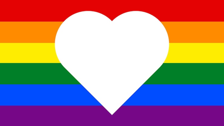 PSD transparentes herz auf der horizontalen regenbogenflagge lgbtq pride png symbol der inklusiven liebe