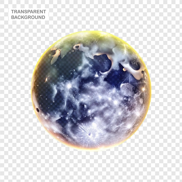 Transparentes png mit einem hellen Mond und einer leuchtenden Sonnenaura um ihn herum