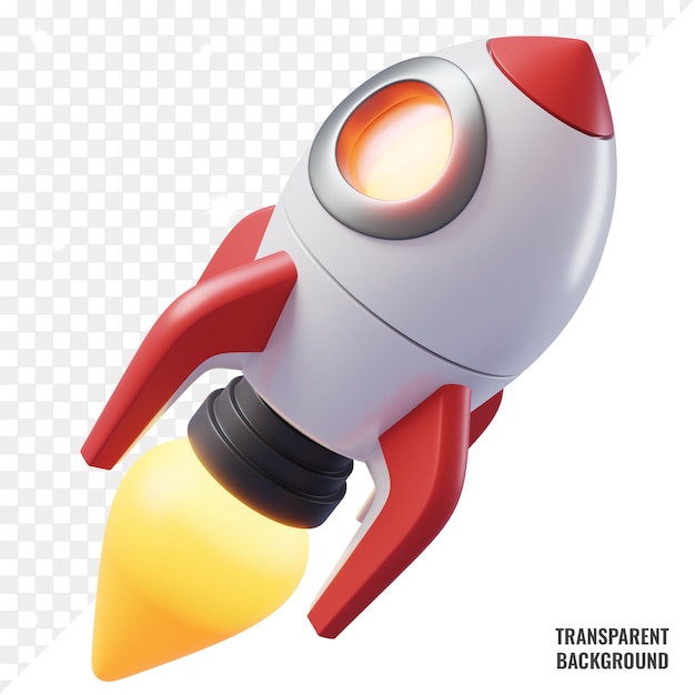Transparentní 3D ikona rakety psd soubor