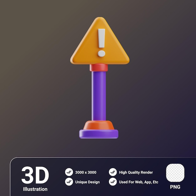 PSD transport et signe d'objet avertissement illustration 3d