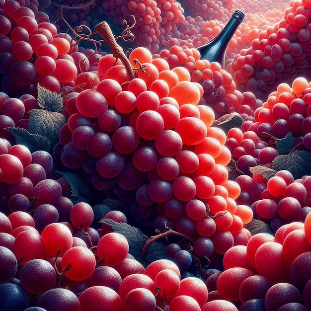 PSD trasfondo transparente aislado de uvas de uva de vino rojas vibrantes hiperrealistas