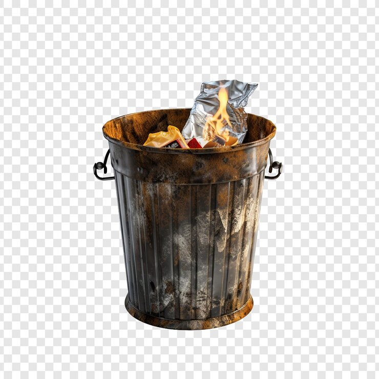 PSD trash can isolated on transparent background