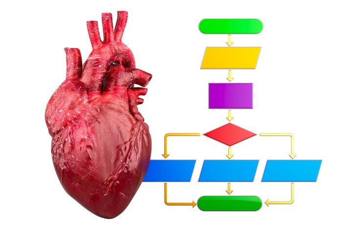 PSD tratamiento algorítmico del concepto del corazón rendering 3d aislado en fondo transparente