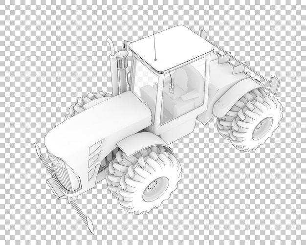 Trator grande na ilustração de renderização 3d de fundo transparente