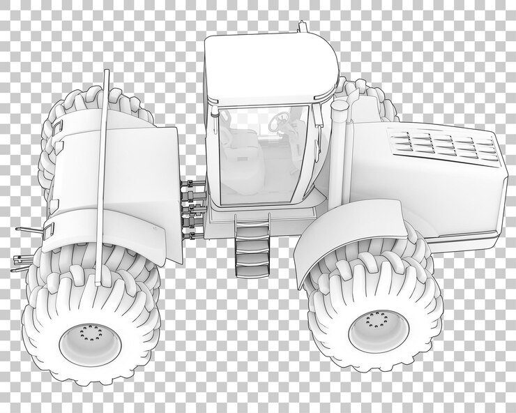 PSD trator grande na ilustração de renderização 3d de fundo transparente