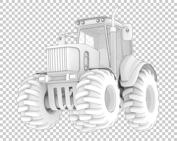 PSD trator na ilustração de renderização 3d de fundo transparente