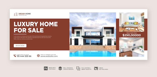 Traumhaus zum verkauf immobilien facebook-cover-vorlage