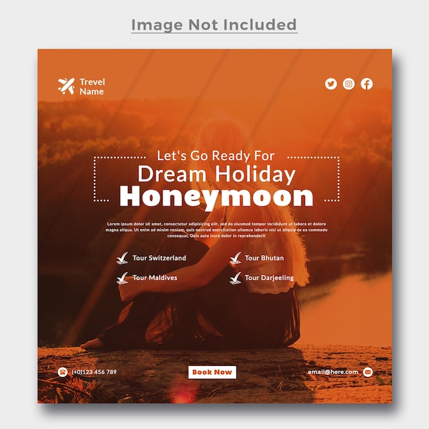 Traumurlaub Flitterwochen Social Media Instagram Banner Post