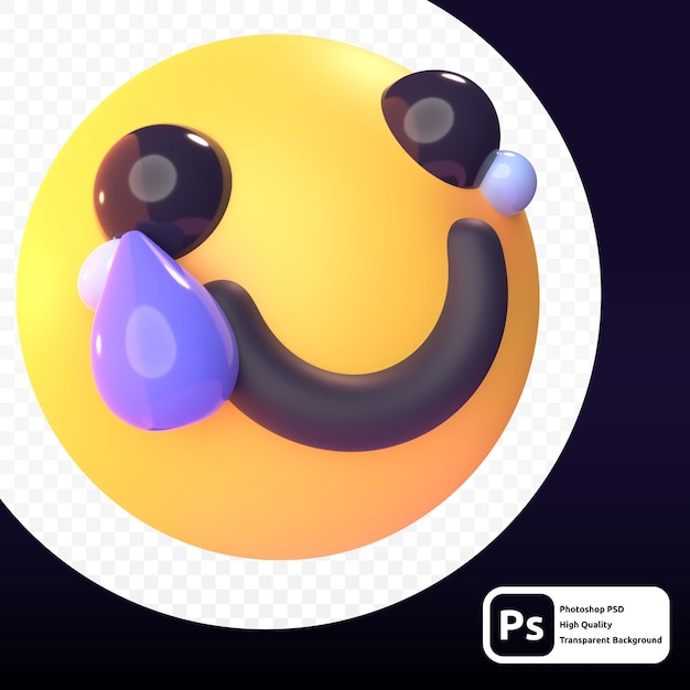 Trauriges Emoji in 3D-Render für grafisches Asset-Web oder Präsentation