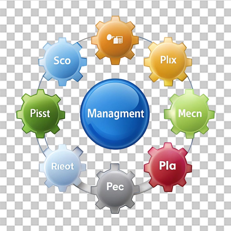 PSD travail de gestion de processus isolé sur un fond transparent