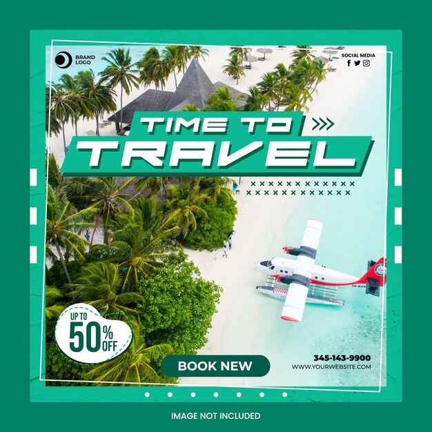 PSD travel banner social media post-vorlage-design