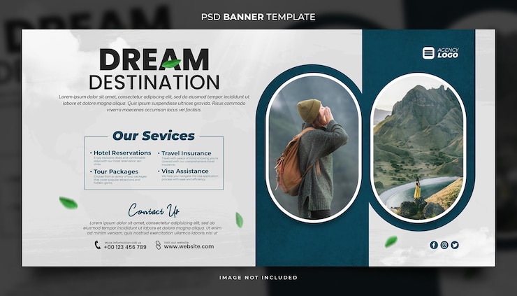 PSD travel destination agency banner template