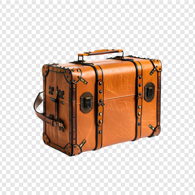 PSD travel suitcase isolated on transparent background