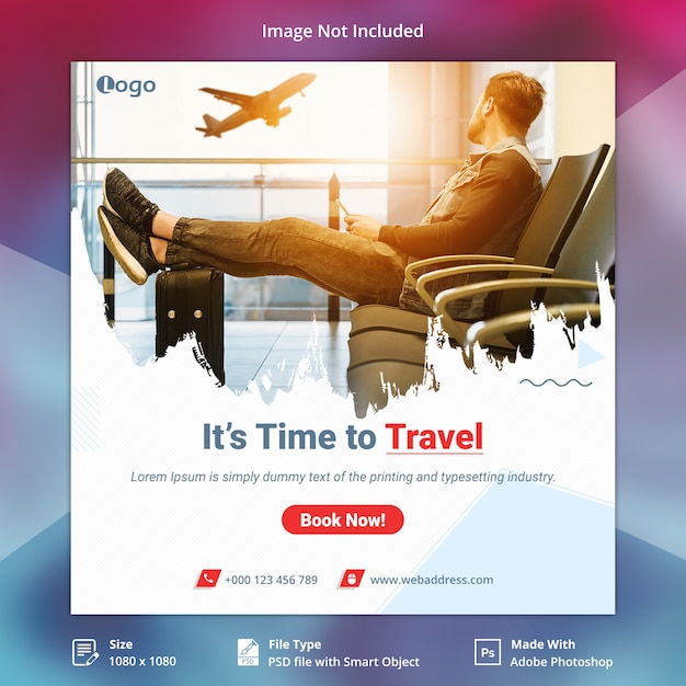 Travel Tours Instagram post ou modelo de banner quadrado