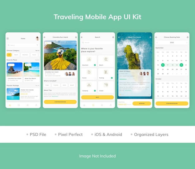 Travelling mobile app ui-kit